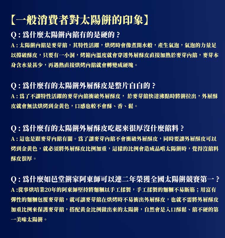 一般消費者對太陽餅的印象