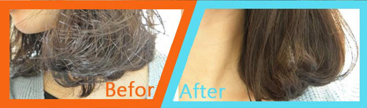 摩洛哥全效滋養修護髮膜,前後使用對照圖