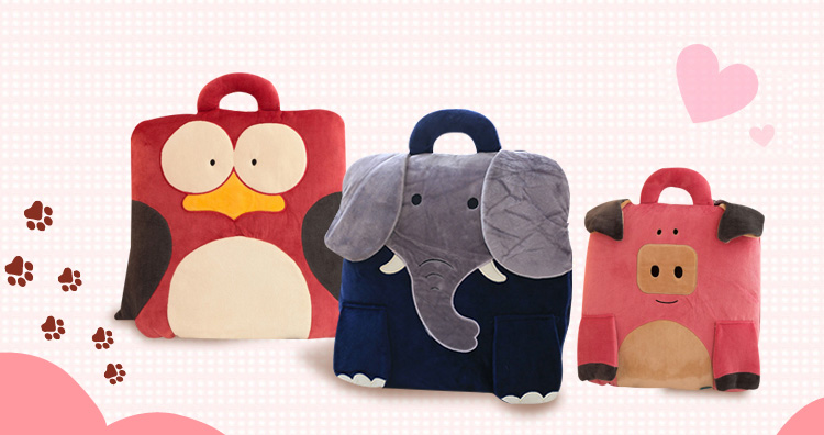 日系可愛動物造型二用抱枕空調毯