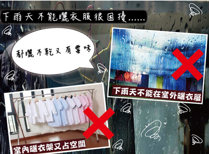 下雨天不能曬衣服真的很困擾...