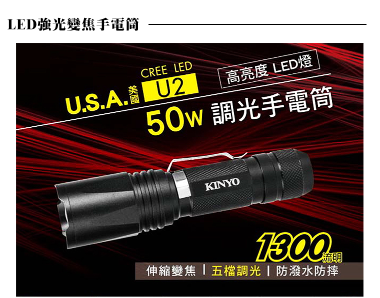 LED強光變焦手電筒