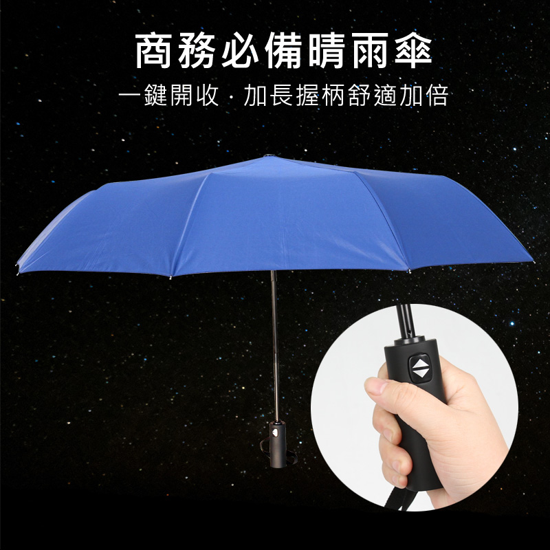 Orangeidea10骨三折自動開收傘:防風防雨晴雨傘,一鍵開收‧加長握柄舒適加倍