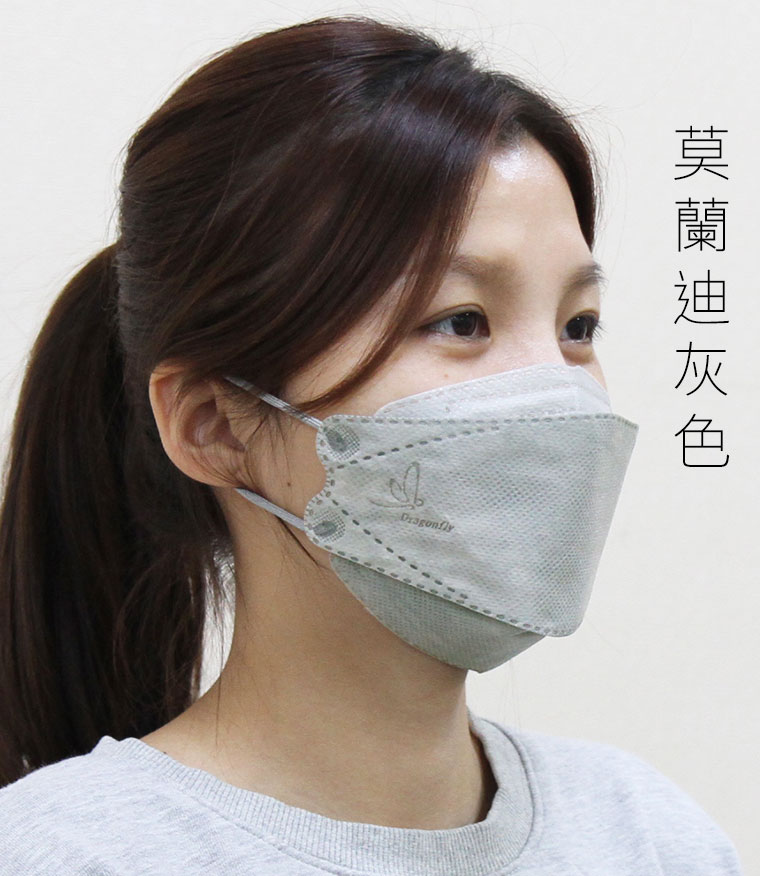 莫蘭迪灰色女生戴立體口罩