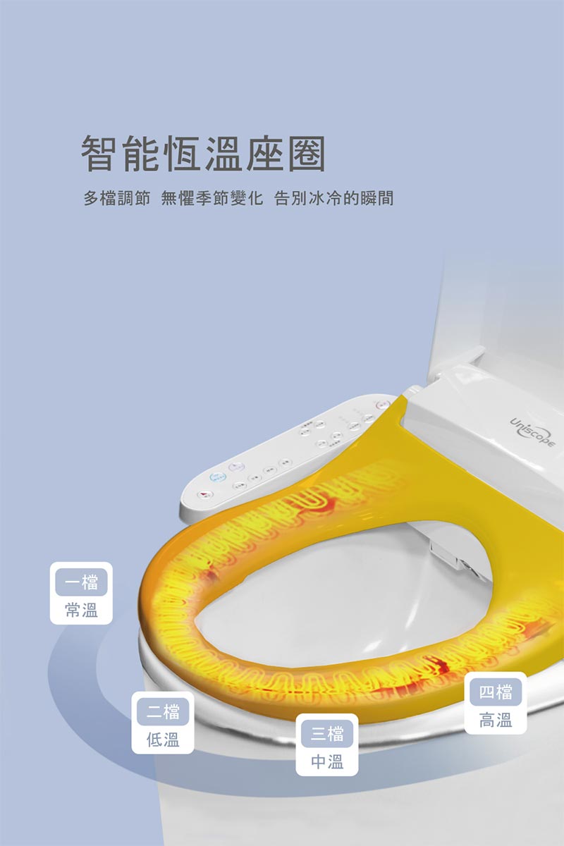 智能恆溫座圈_多檔調節_無懼季節變化_告別冰冷的瞬間_一檔常溫_二檔低溫_三檔中溫_四檔高溫