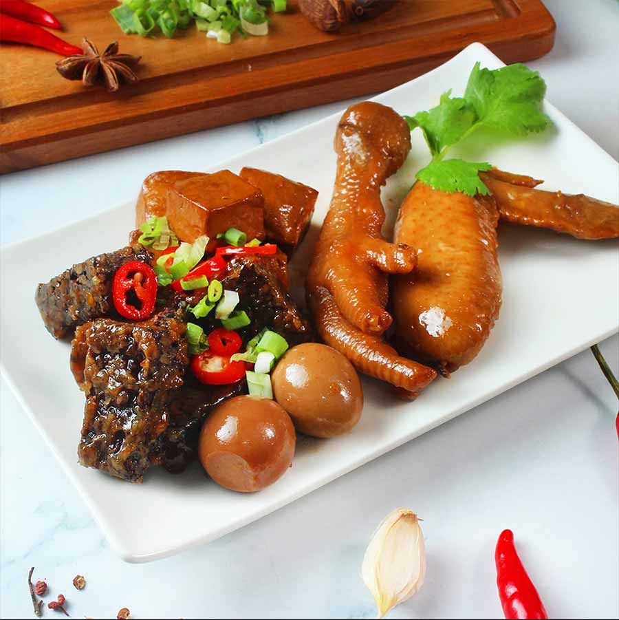 手工鴨米血冰Q蛋醬香鴨翅私房滷小豆干
