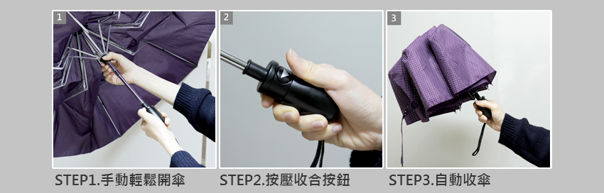 自動傘輕輕按,即可輕鬆收合