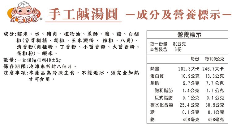 成份及營養標示